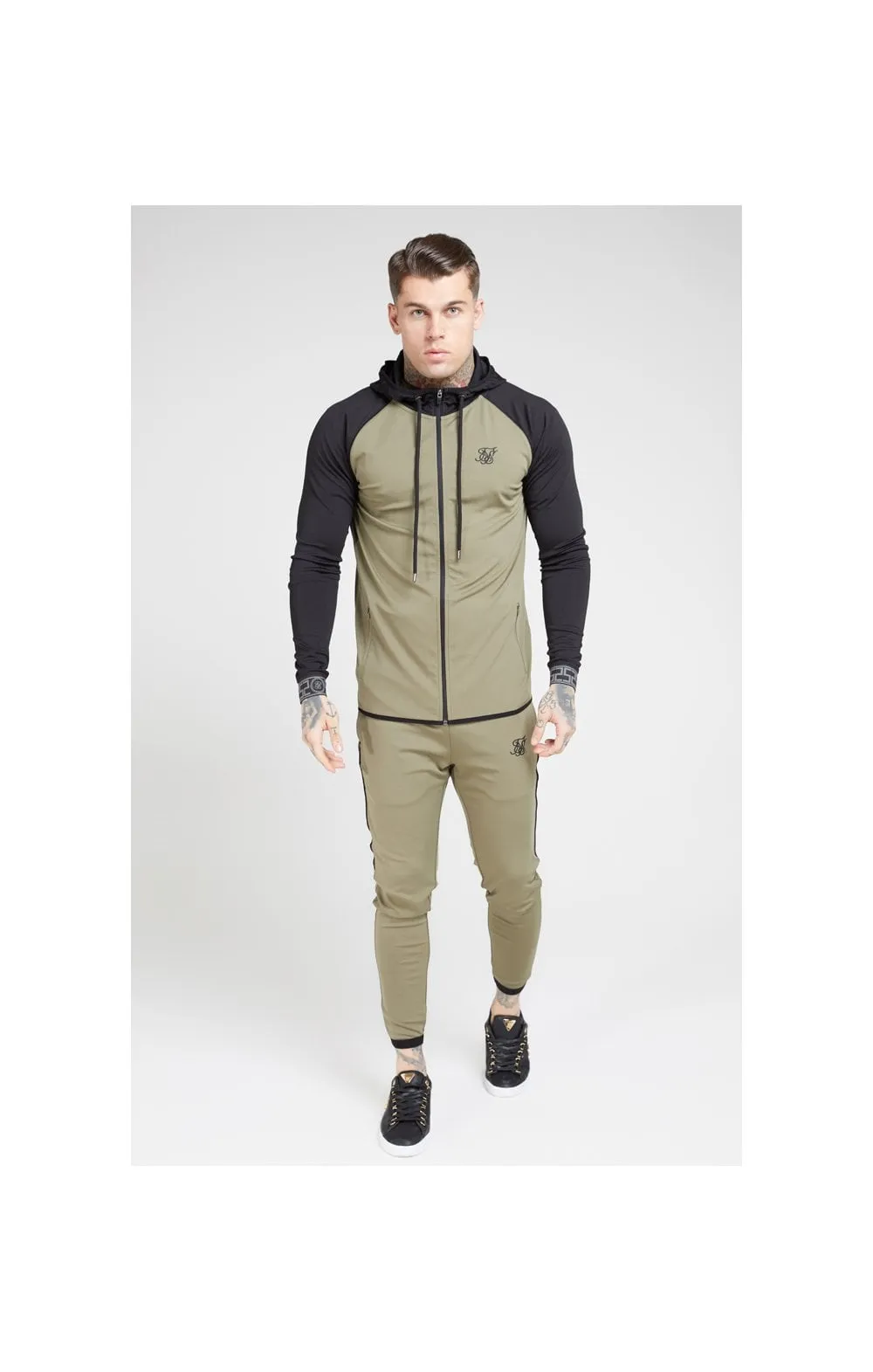 SikSilk Scope Zip Through Hoodie – Khaki & Black sold by Siksilk product image thumbnail 3