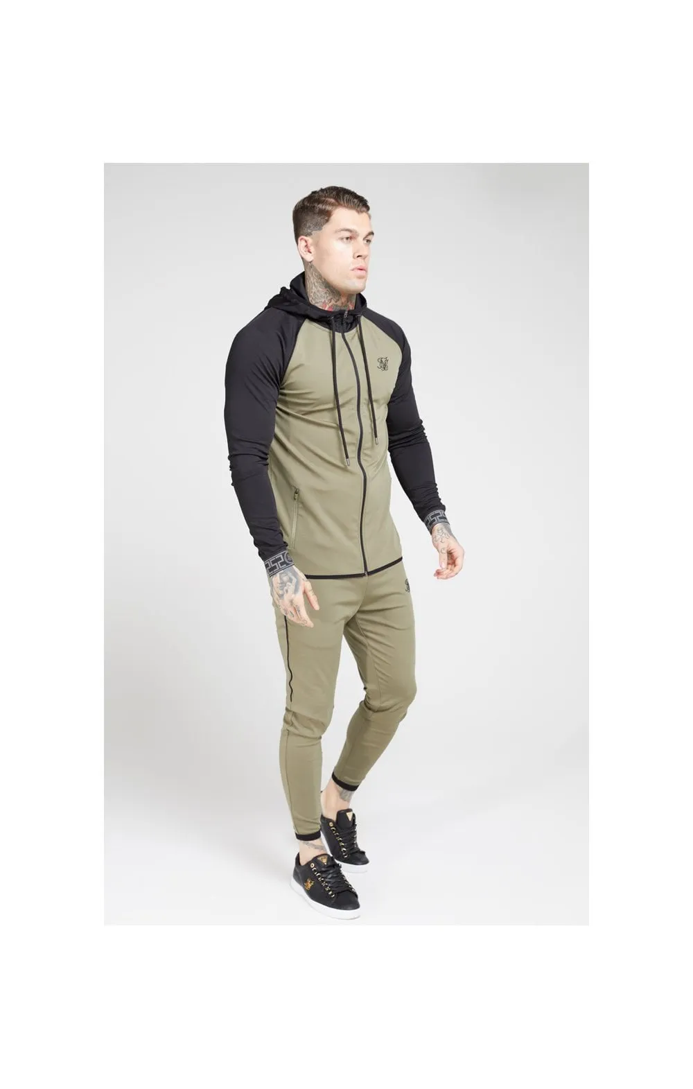 SikSilk Scope Zip Through Hoodie – Khaki & Black sold by Siksilk product image thumbnail 4
