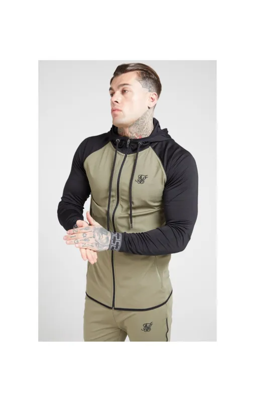 SikSilk Scope Zip Through Hoodie – Khaki & Black sold by Siksilk