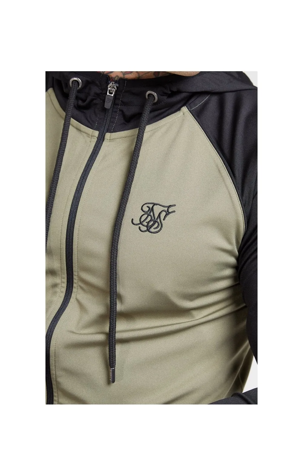 SikSilk Scope Zip Through Hoodie – Khaki & Black sold by Siksilk product image thumbnail 2