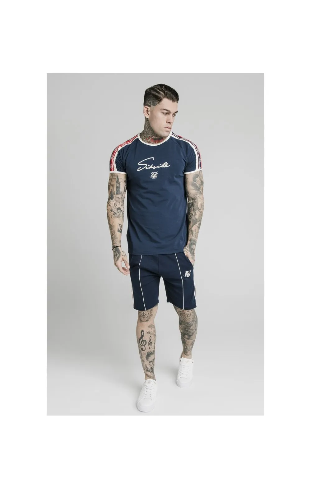 SikSilk Retro Tape Gym Tee - Navy sold by Siksilk product image thumbnail 5