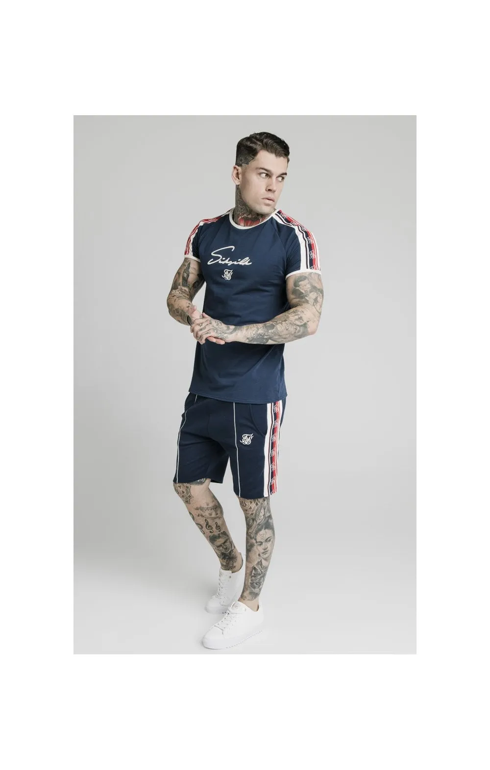 SikSilk Retro Tape Gym Tee - Navy sold by Siksilk product image thumbnail 3