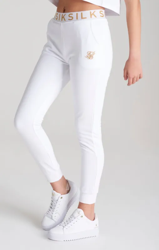 Girls White Taped Jogger sold by Siksilk