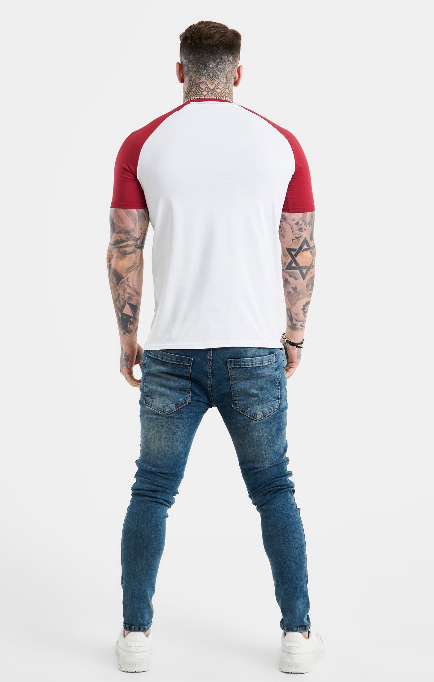 White Raglan Muscle Fit T-Shirt sold by Siksilk product image thumbnail 5