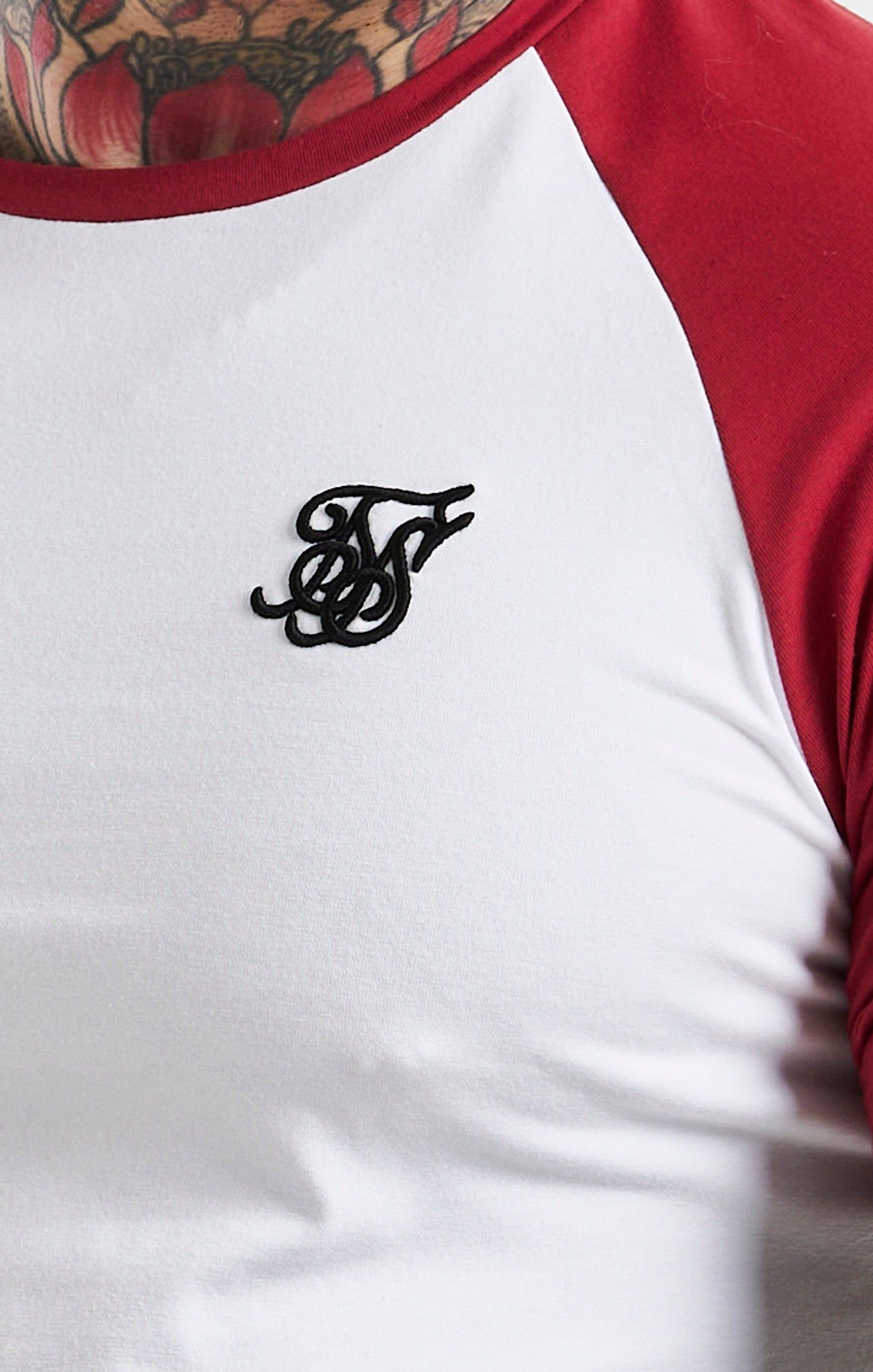 White Raglan Muscle Fit T-Shirt sold by Siksilk product image thumbnail 2