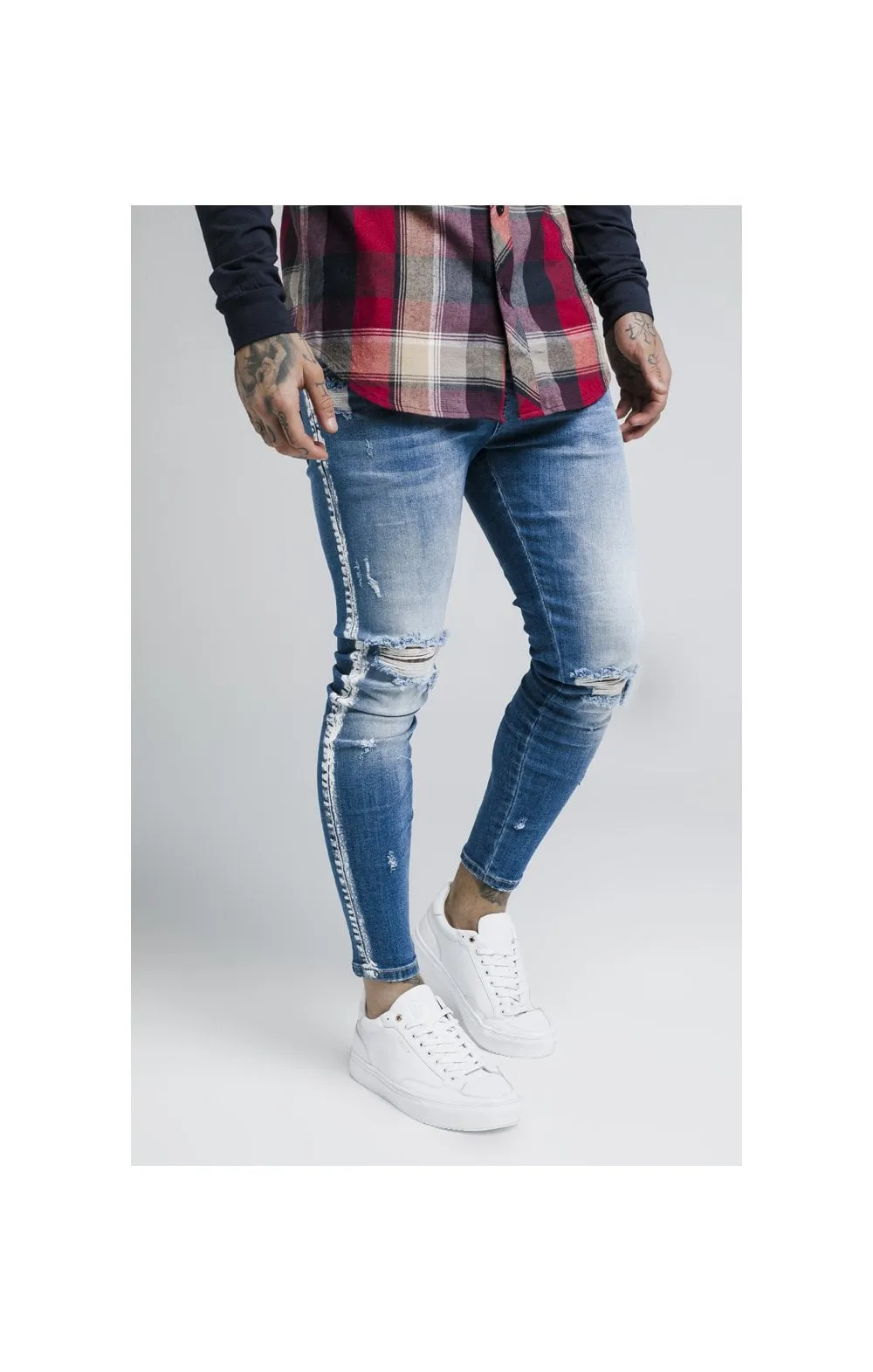 SikSilk Knee Burst Paint Stripe Denims - Midstone sold by Siksilk product image thumbnail 3