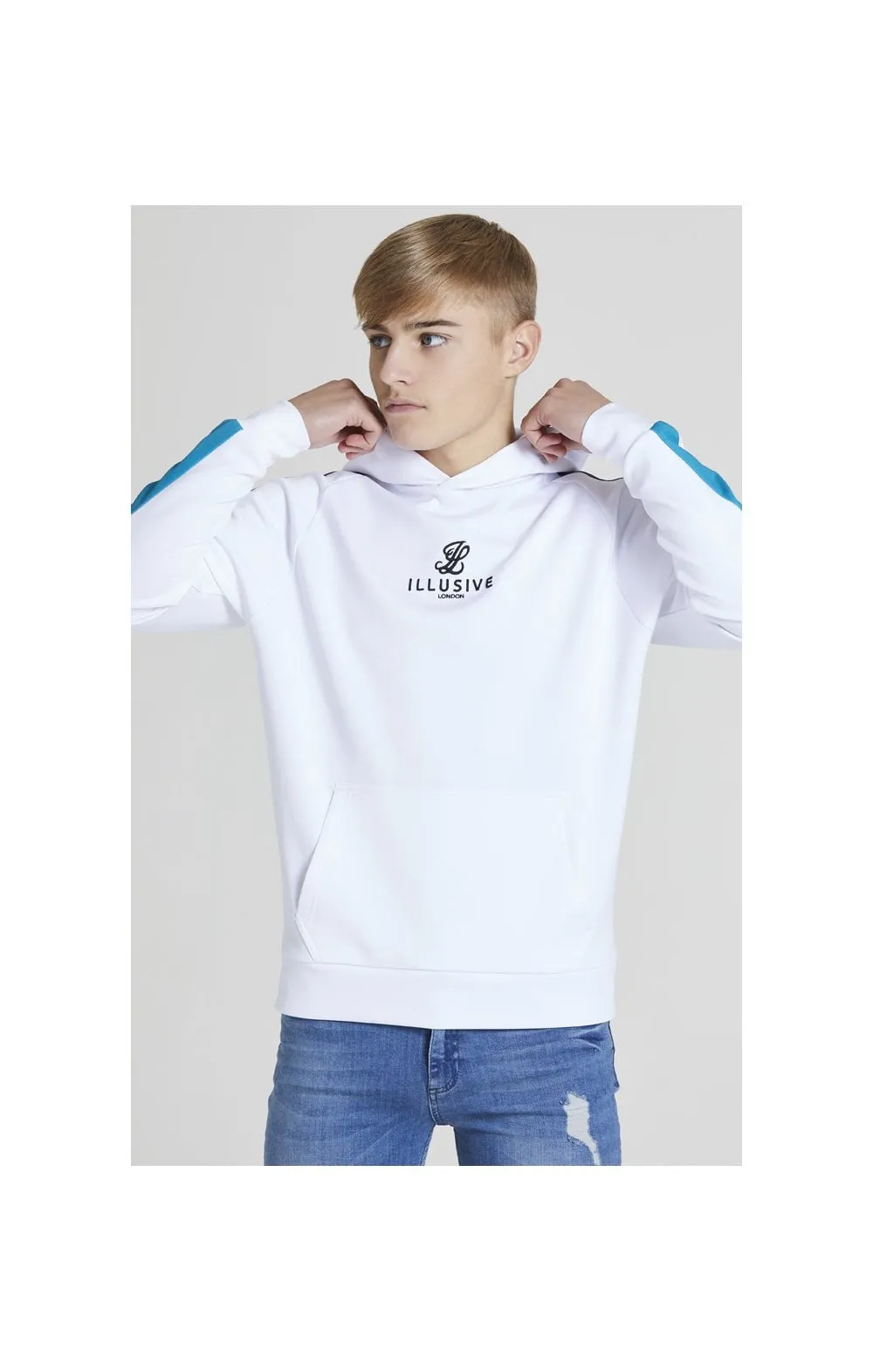 Illusive London Fade Panel Overhead Hoodie - White,Purple & Teal Green sold by Siksilk product image thumbnail 5