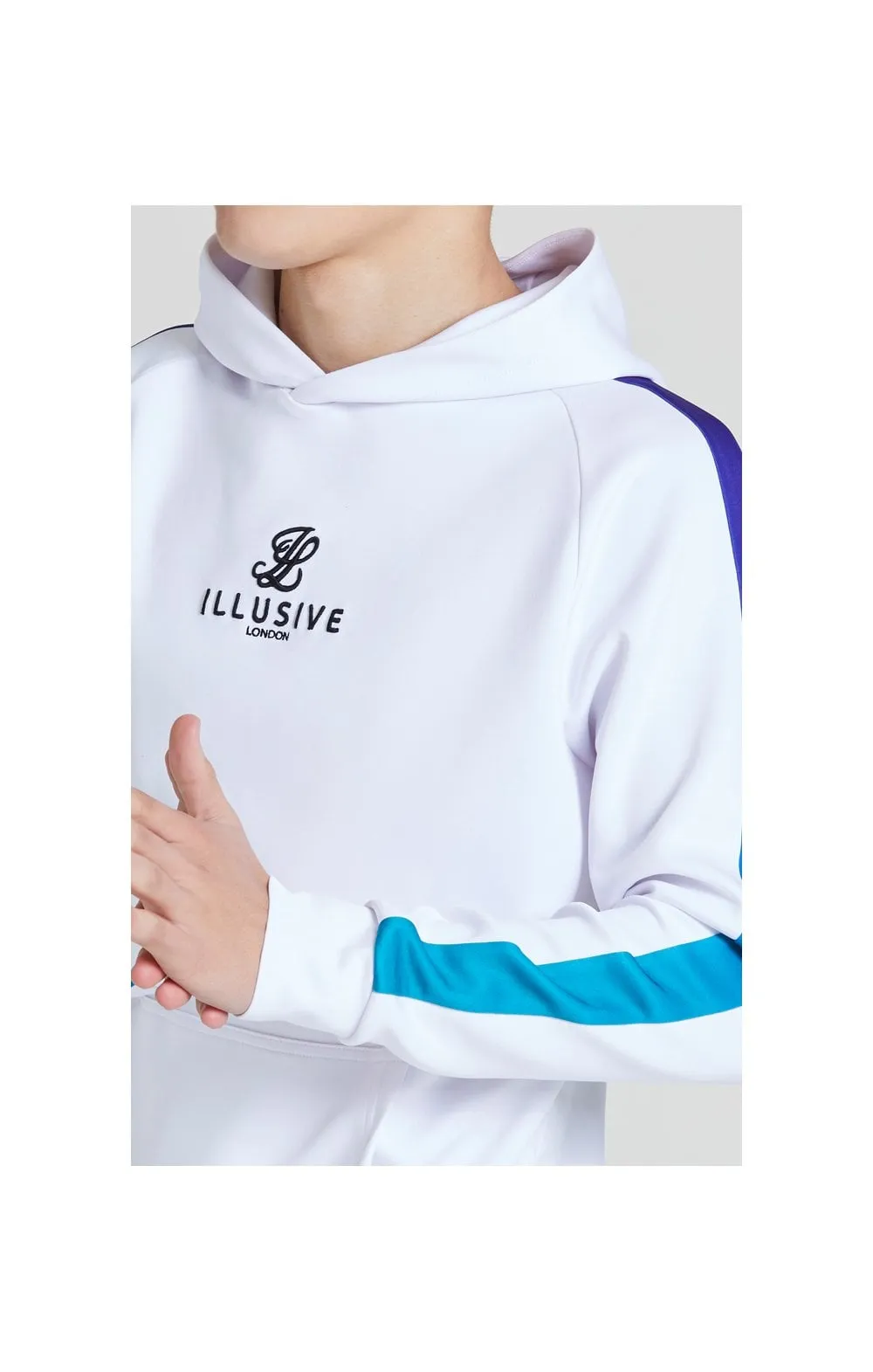 Illusive London Fade Panel Overhead Hoodie - White,Purple & Teal Green sold by Siksilk product image thumbnail 2