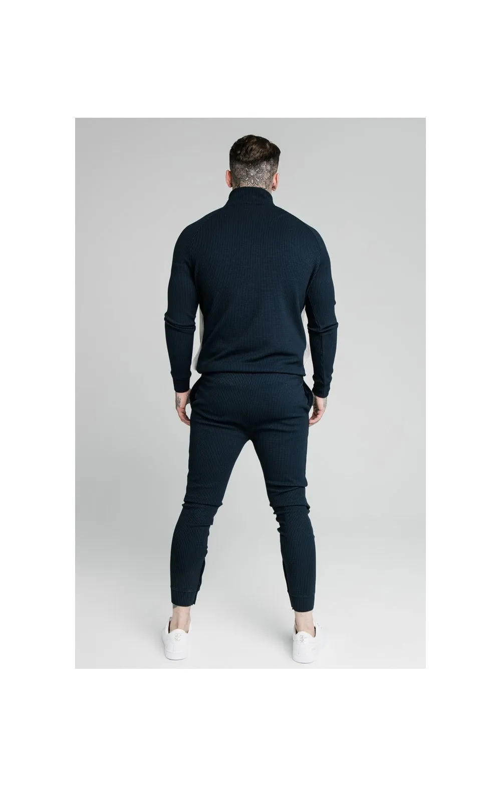 SikSilk Surface Quarter Zip Funnel Neck Hoodie - Navy & Grey sold by Siksilk product image thumbnail 4