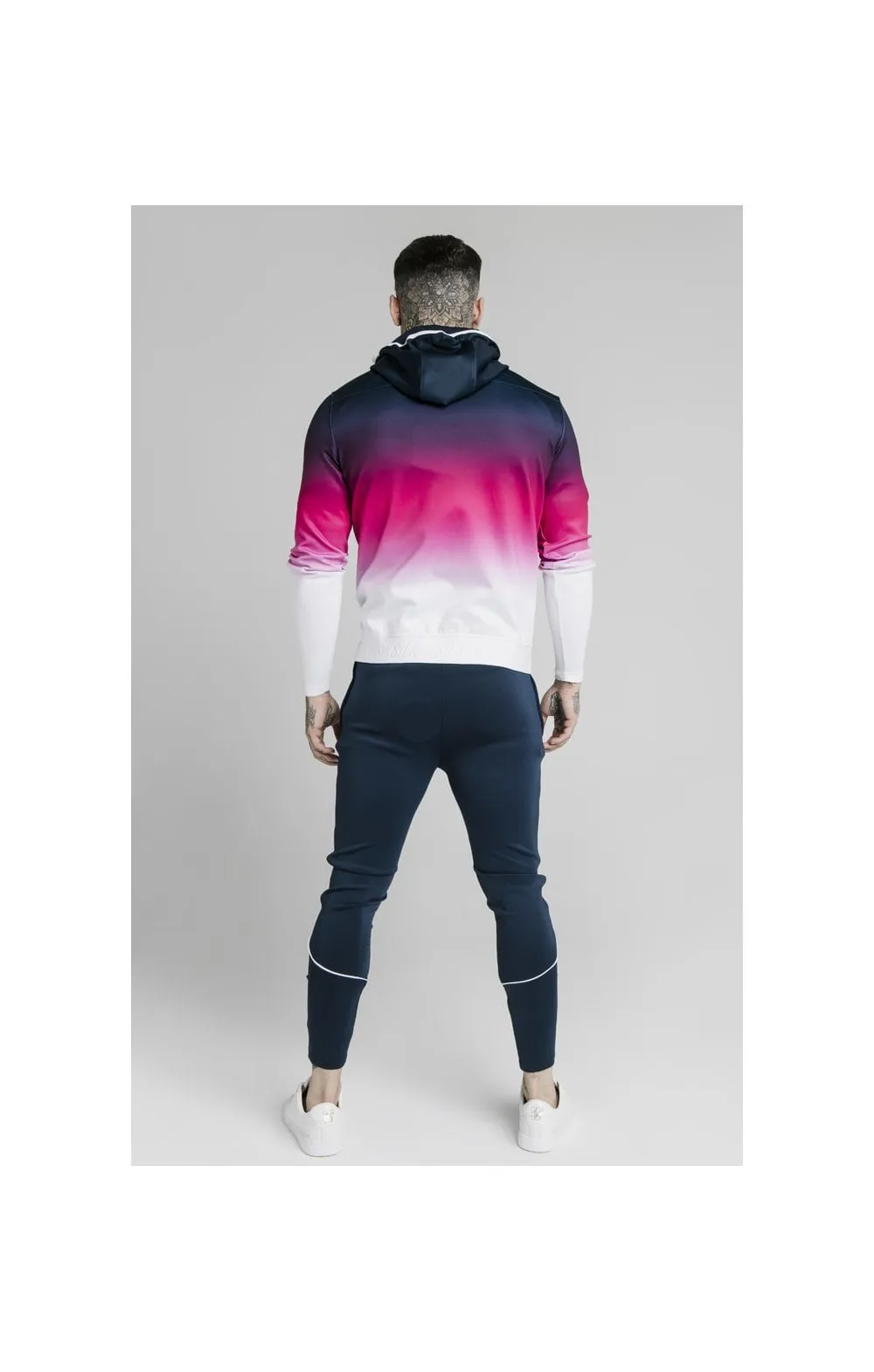 SikSilk Tri-Fade Agility Zip Through Hoodie - Navy,Pink & White sold by Siksilk product image thumbnail 4