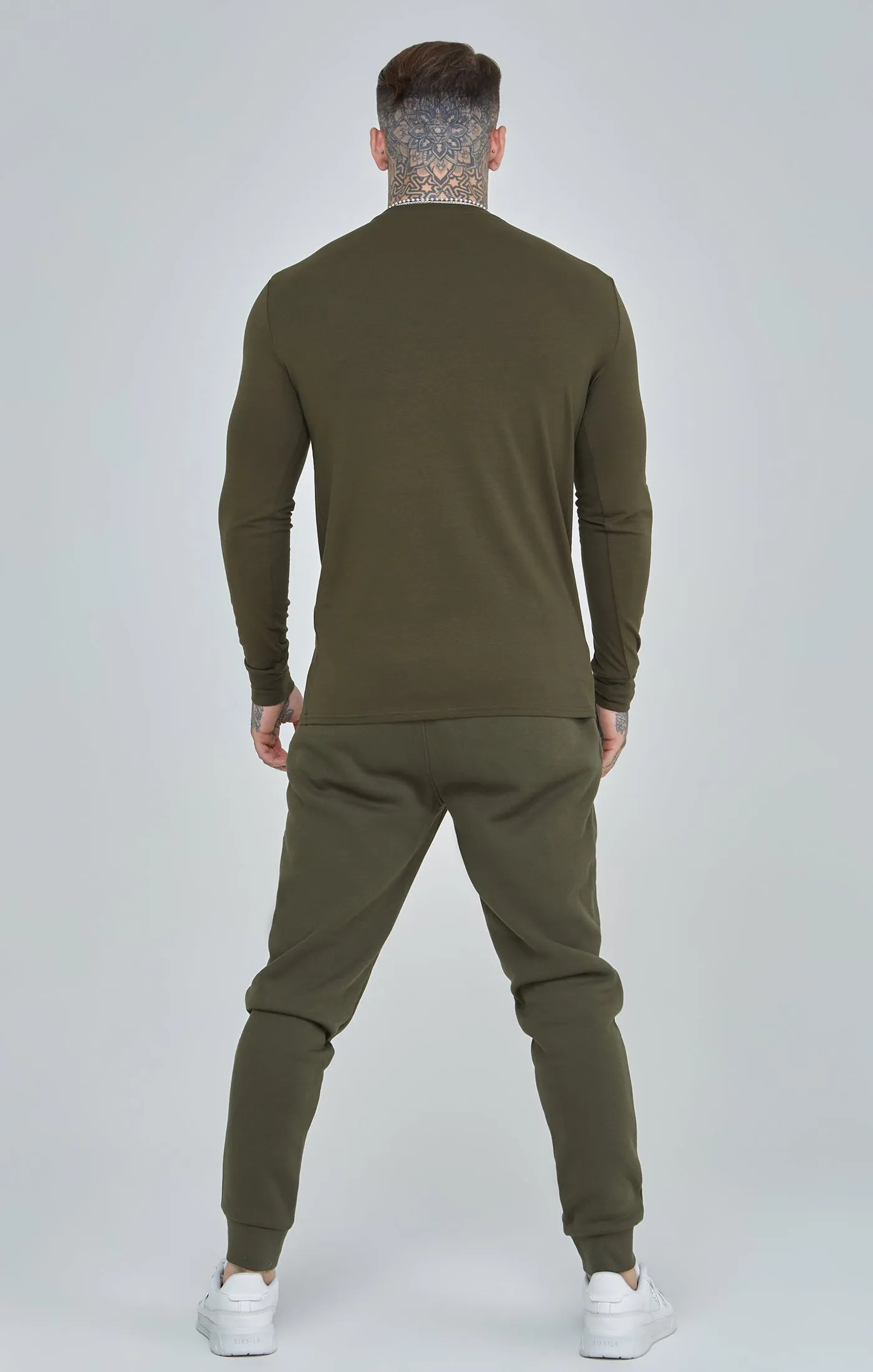 Khaki Essential Long Sleeve Muscle Fit T-Shirt sold by Siksilk product image thumbnail 5