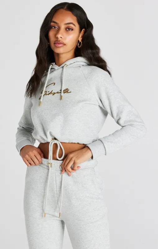 Grey Marl Signature Crop Hoodie sold by Siksilk
