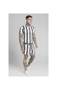 SikSilk S/S Raglan Gym Tee - Black & White sold by Siksilk