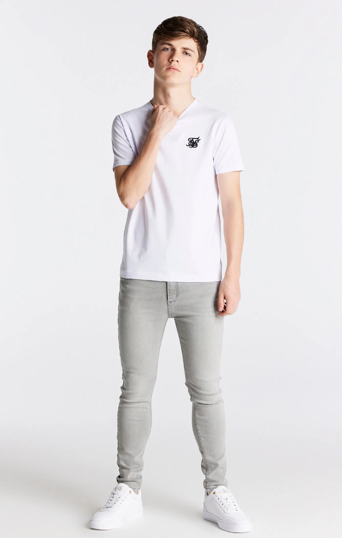 Boys White Essentials Short Sleeve T-Shirt sold by Siksilk product image thumbnail 3