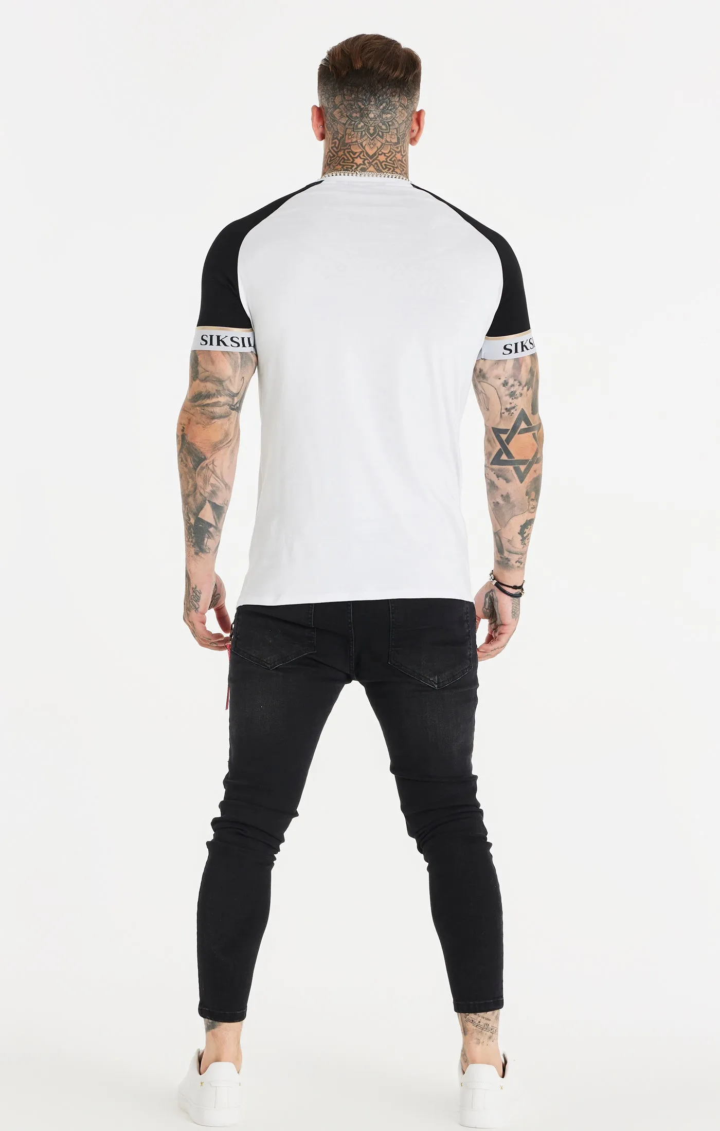 White Elastic Cuff Raglan T-Shirt sold by Siksilk product image thumbnail 5