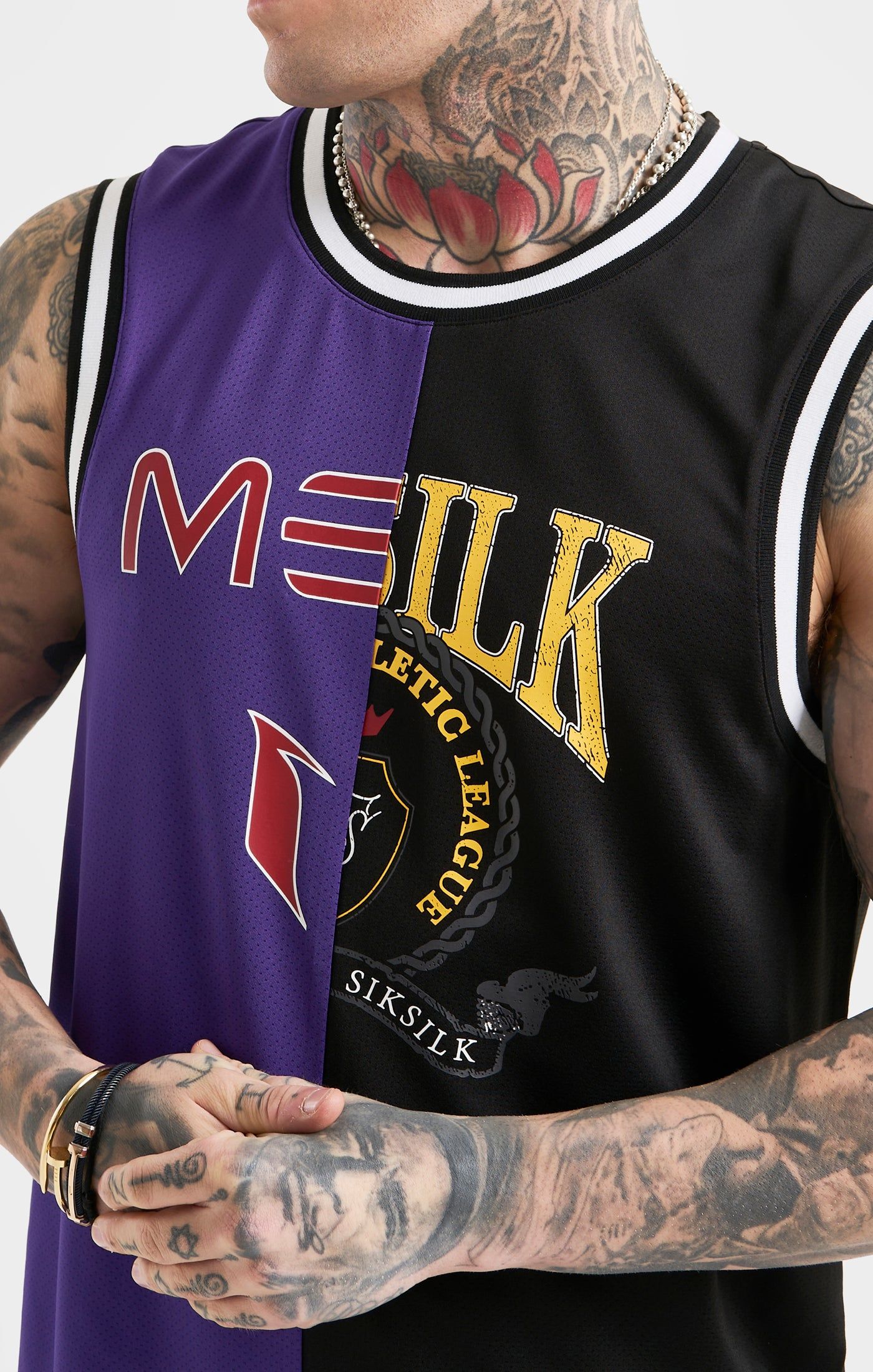 Messi x SikSilk Retro Varsity Vest - Black & Purple sold by Siksilk product image thumbnail 2