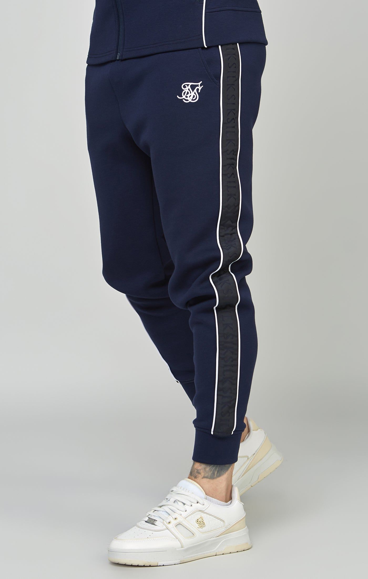 Navy Taped Zip Thru Hoodie & Jogger Set sold by Siksilk product image thumbnail 3