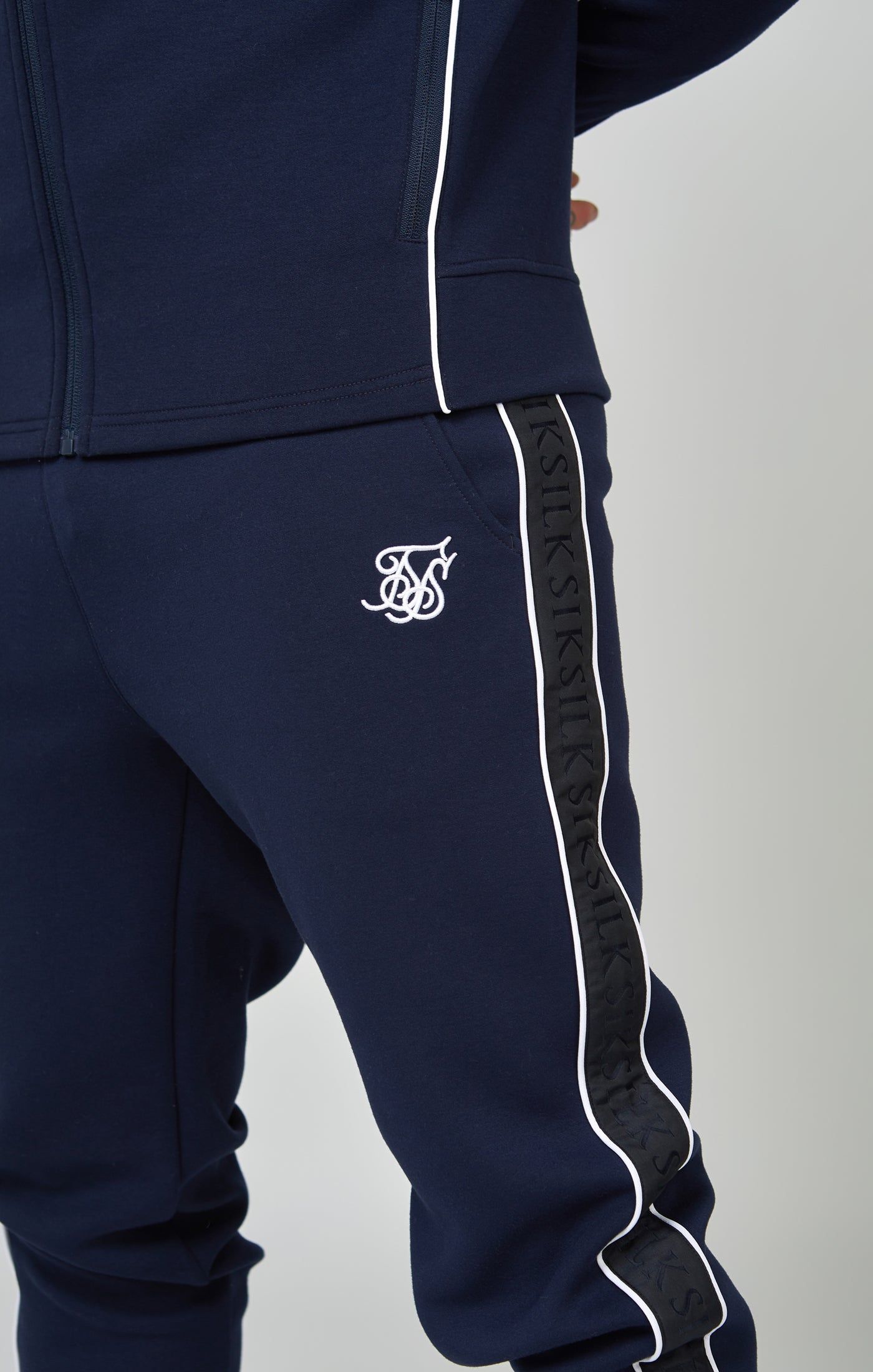 Navy Taped Zip Thru Hoodie & Jogger Set sold by Siksilk product image thumbnail 7