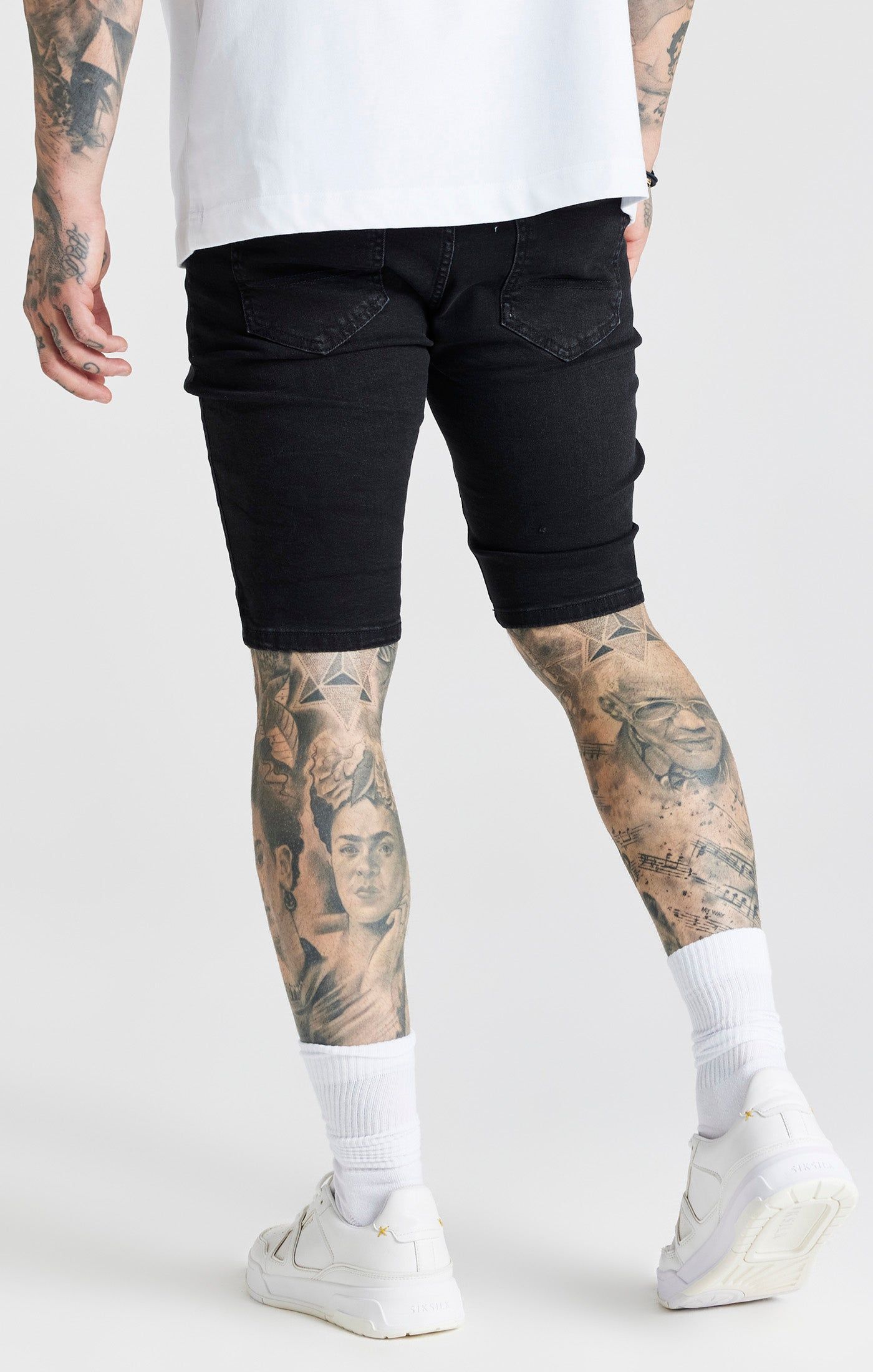 Black Distressed Denim Short sold by Siksilk product image thumbnail 4