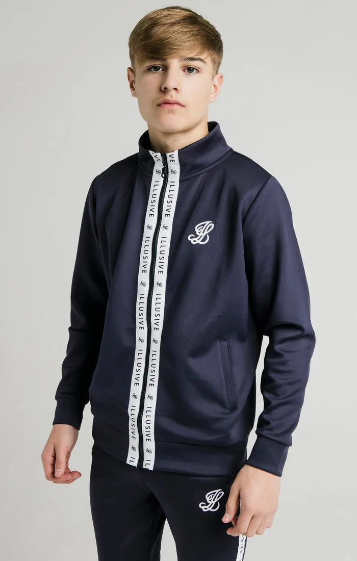 Illusive London Tape Zip Through Hoodie - Navy & White sold by Siksilk