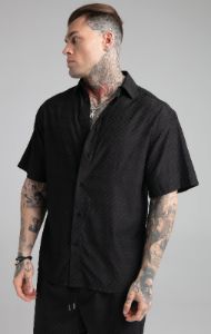Black Print Resort Shirt sold by Siksilk