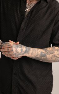Black Print Resort Shirt sold by Siksilk