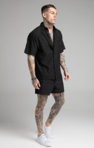 Black Print Resort Shirt sold by Siksilk