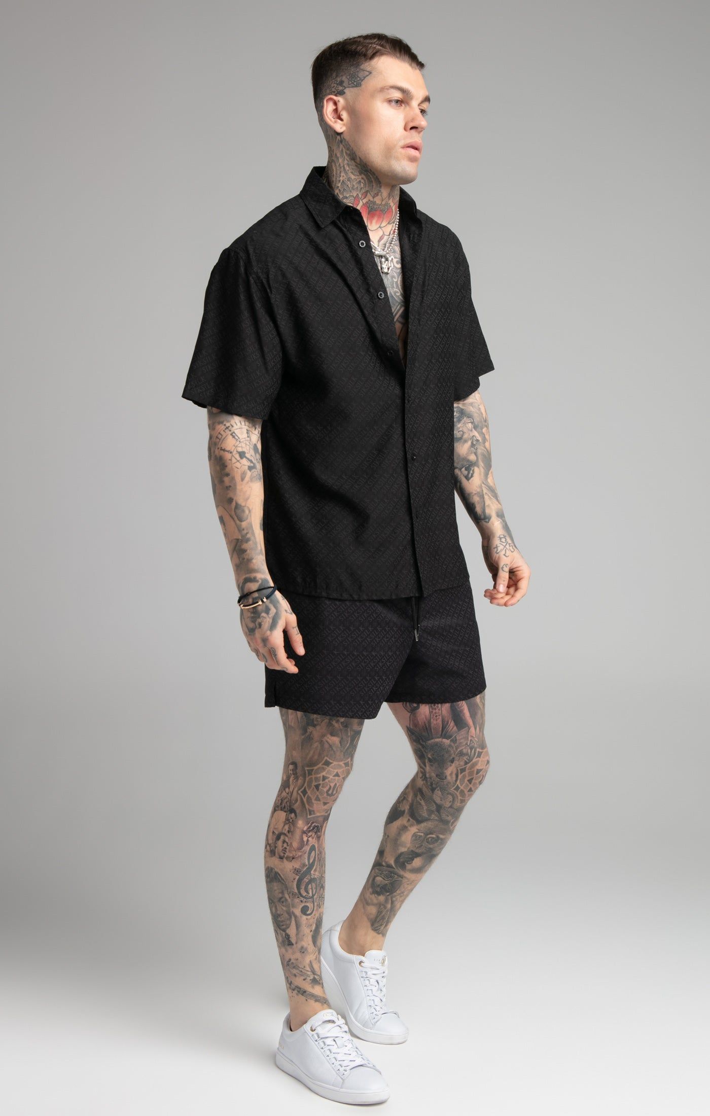 Black Print Resort Shirt sold by Siksilk product image thumbnail 3