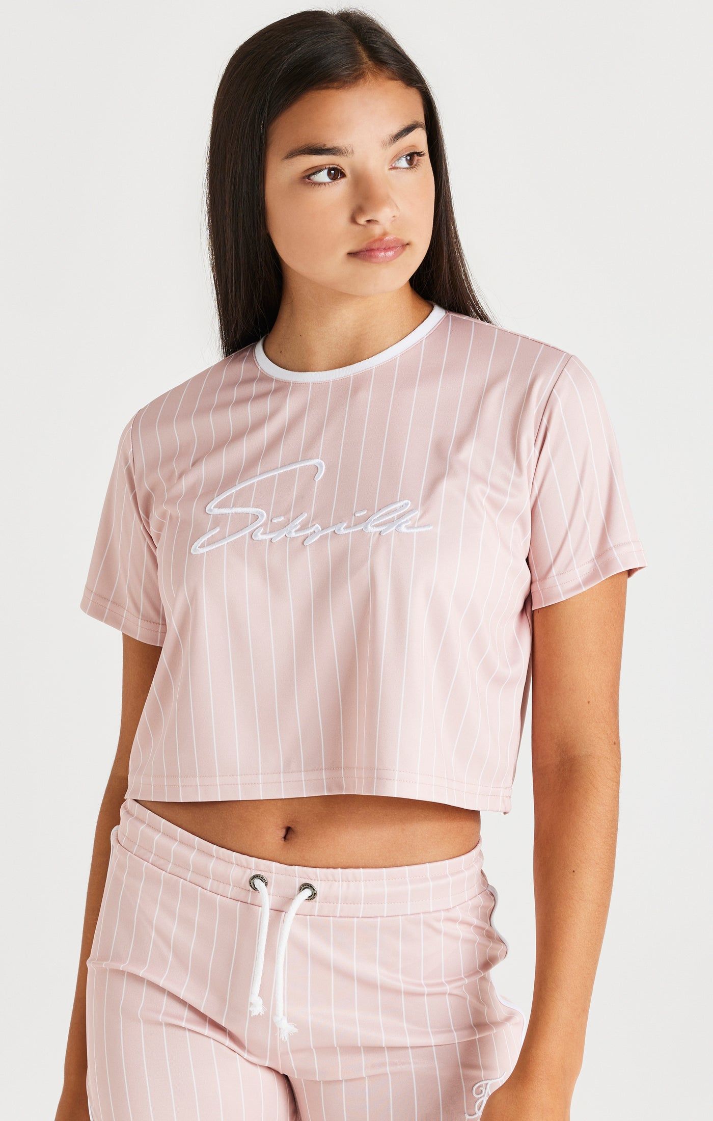 SikSilk Baseball Stripe Crop Tee - Pink sold by Siksilk