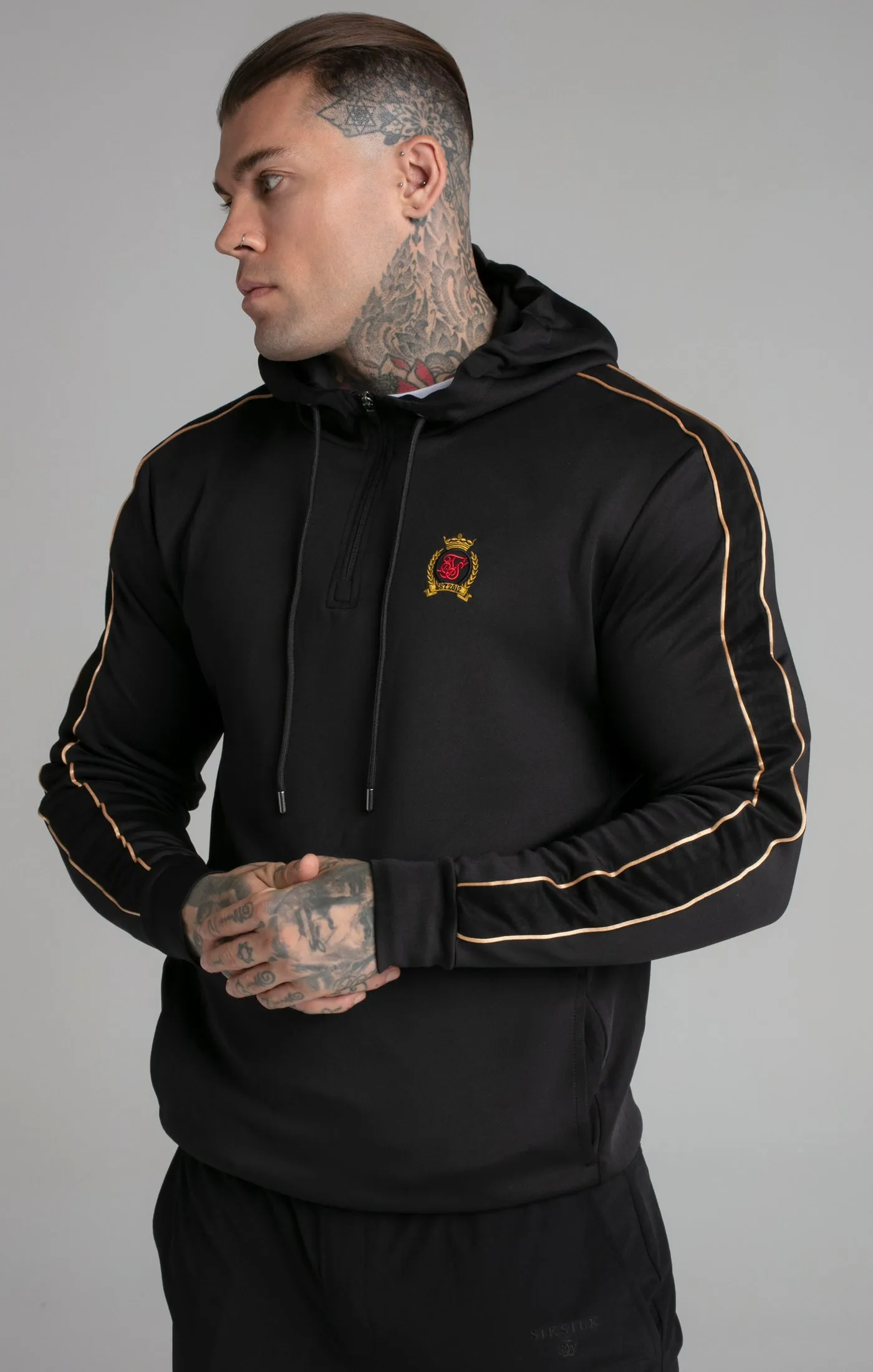 Black Quarter Zip Hoodie sold by Siksilk