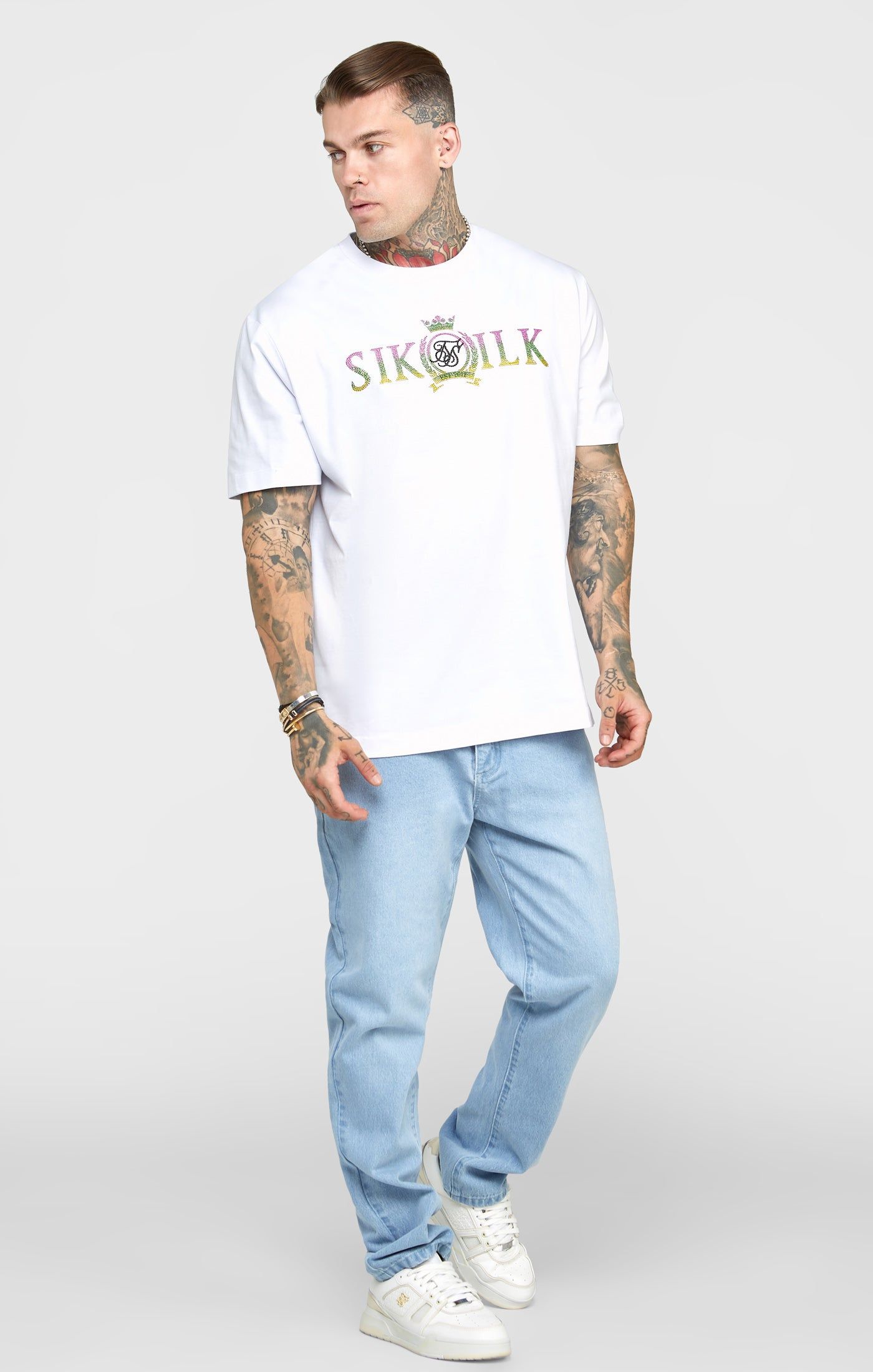 White Rhinestone Oversized T-Shirt sold by Siksilk product image thumbnail 4