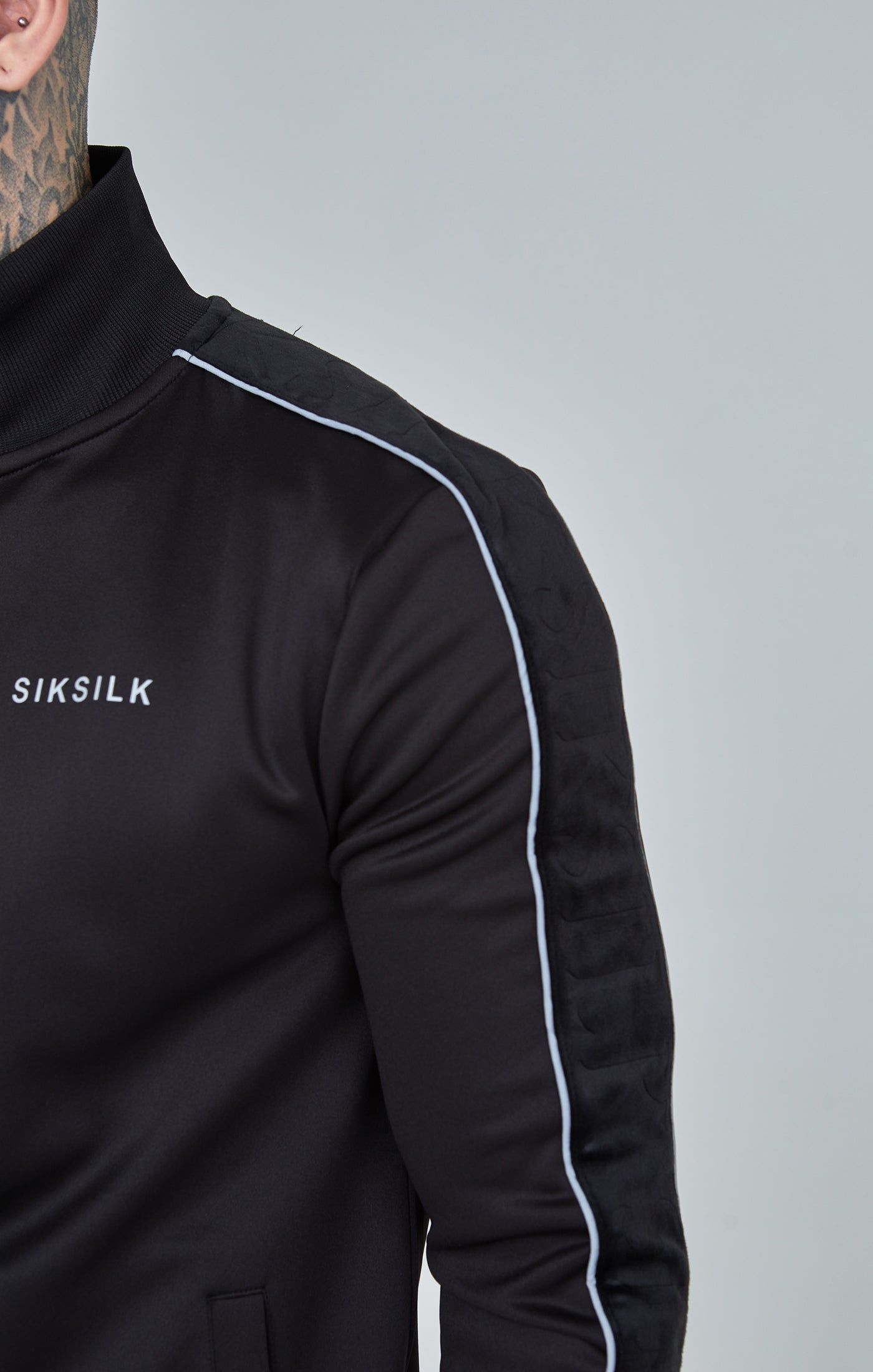 Black Velour Panelled Track Top sold by Siksilk product image thumbnail 3
