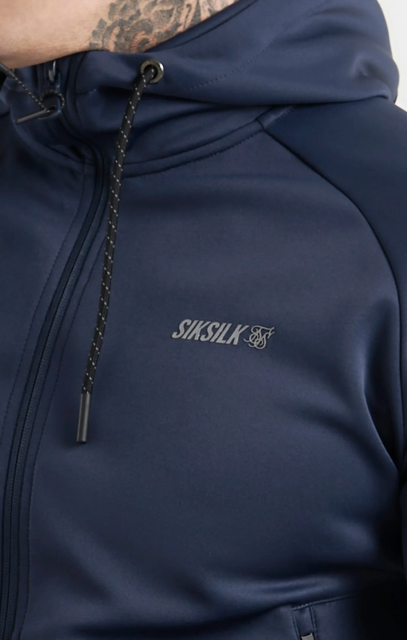 Navy Sports Zip Through Jacket sold by Siksilk product image thumbnail 2