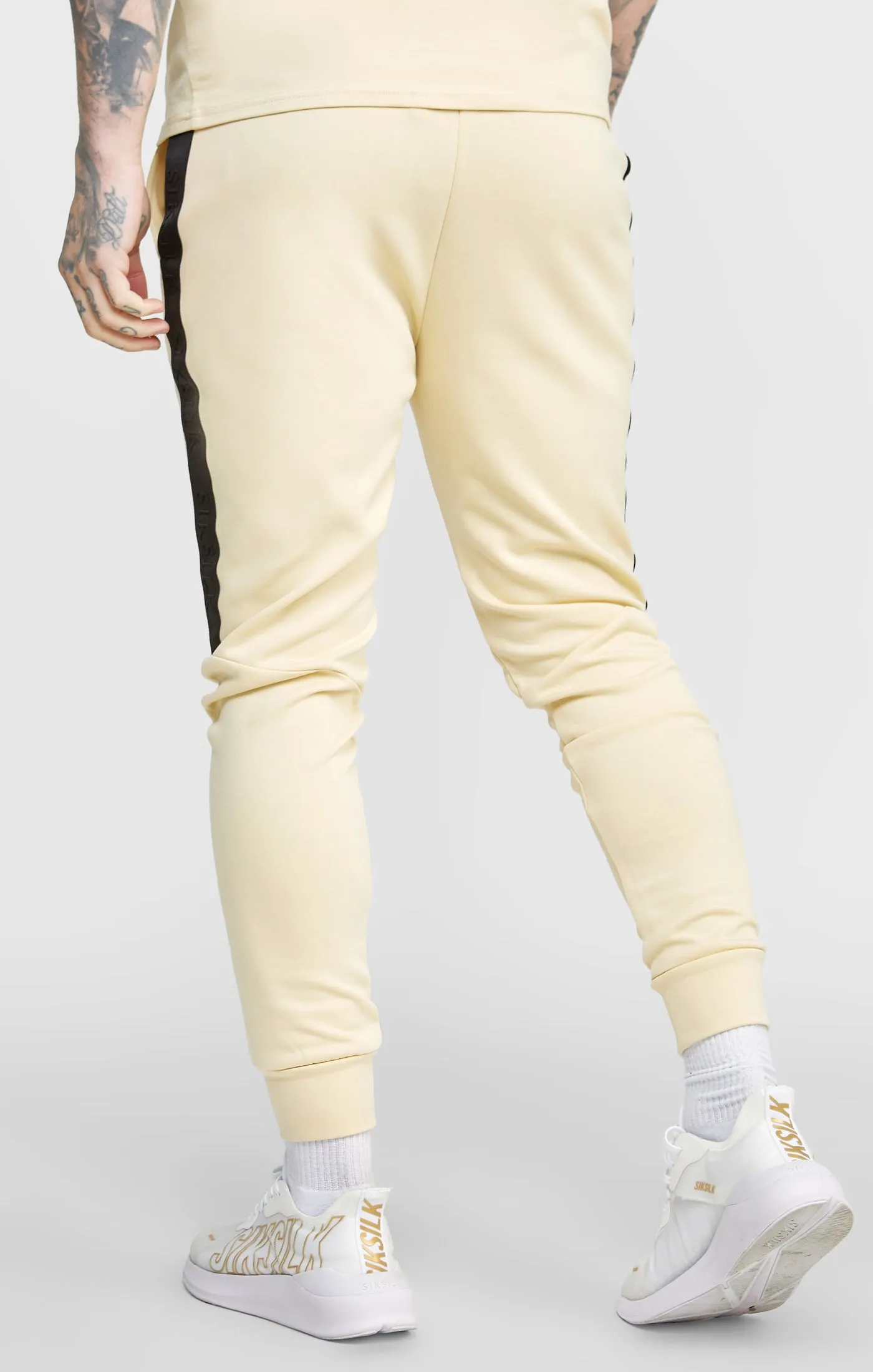 Beige Taped Cuffed Jogger sold by Siksilk product image thumbnail 4