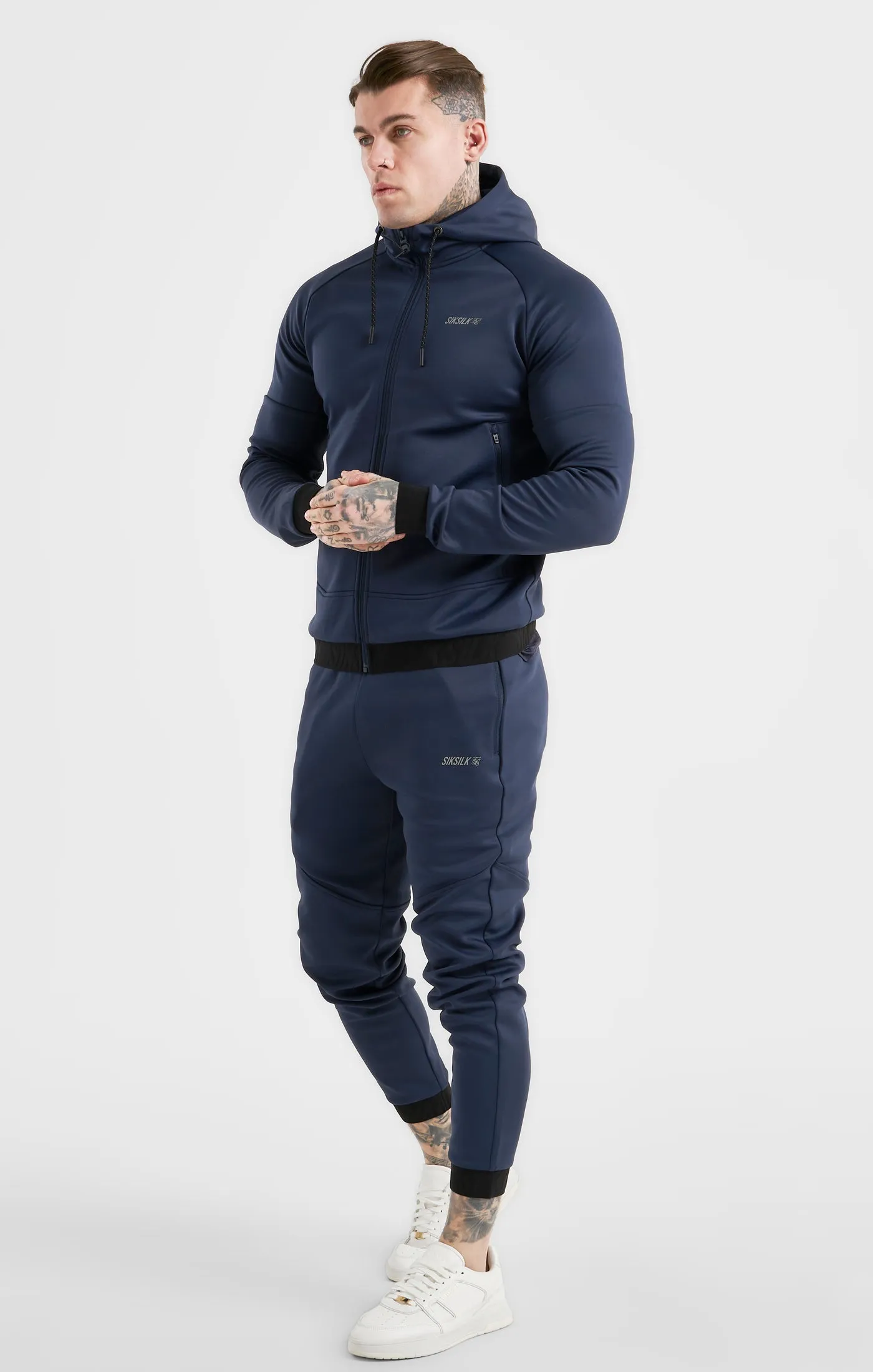 Navy Sports Zip Through Jacket sold by Siksilk product image thumbnail 3