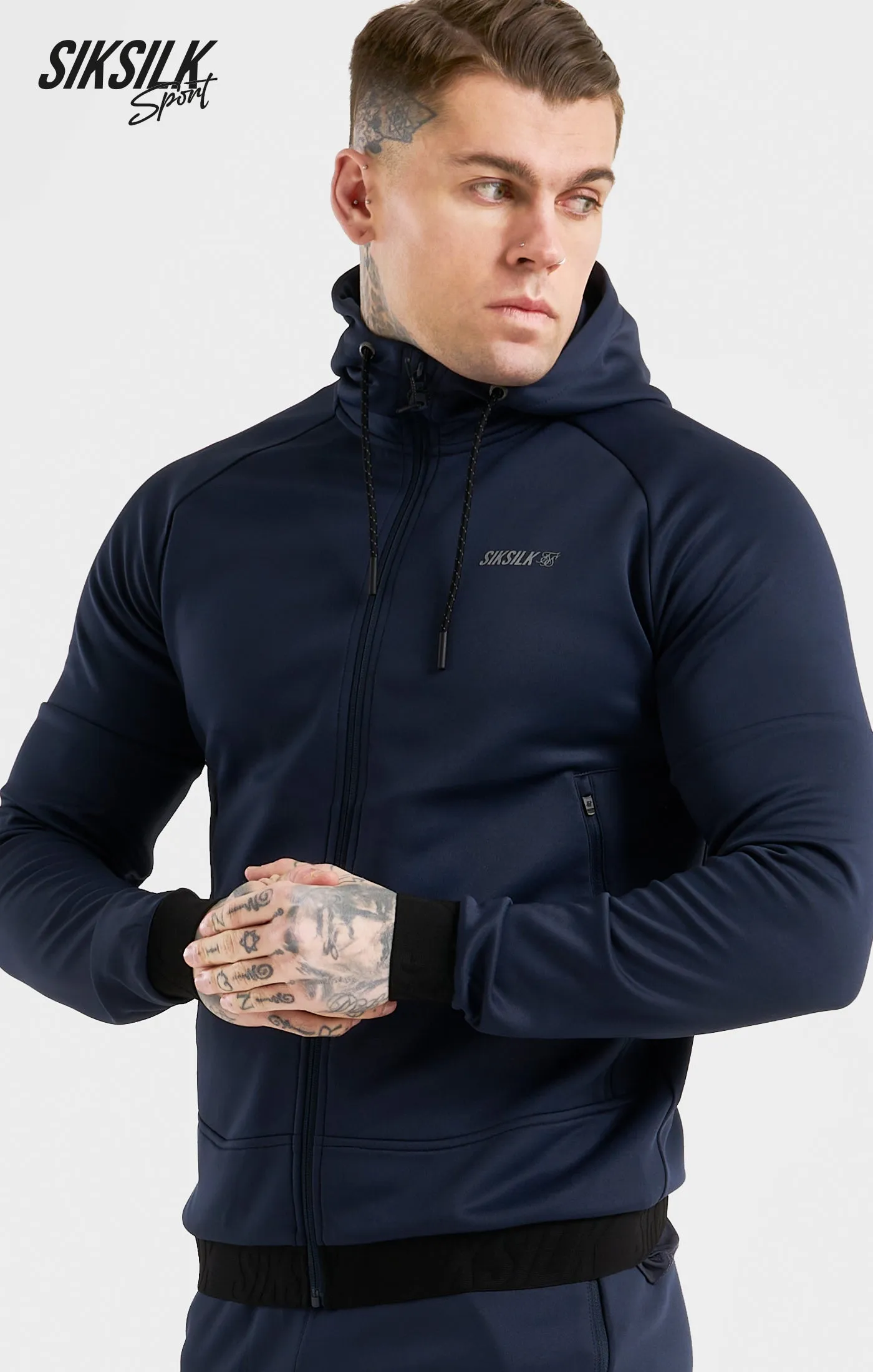 Navy Sports Zip Through Jacket sold by Siksilk