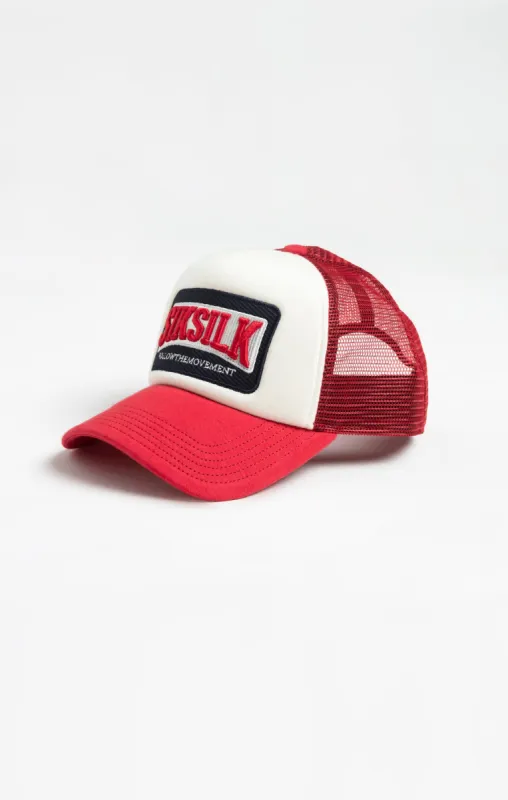 White Red Foam Front Mesh Trucker made by Siksilk