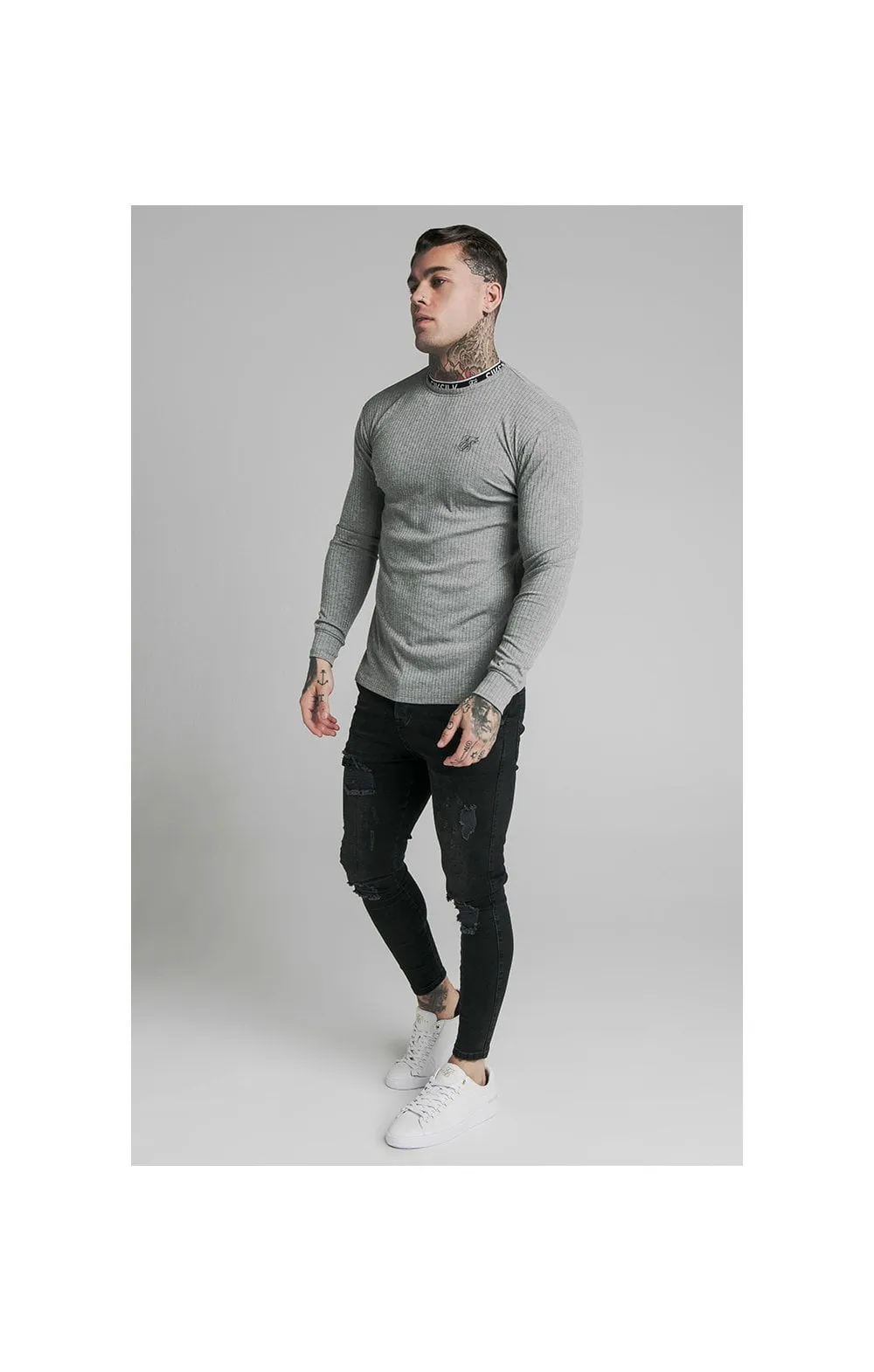 SikSilk L/S Rib Knit Tee - Grey sold by Siksilk product image thumbnail 5