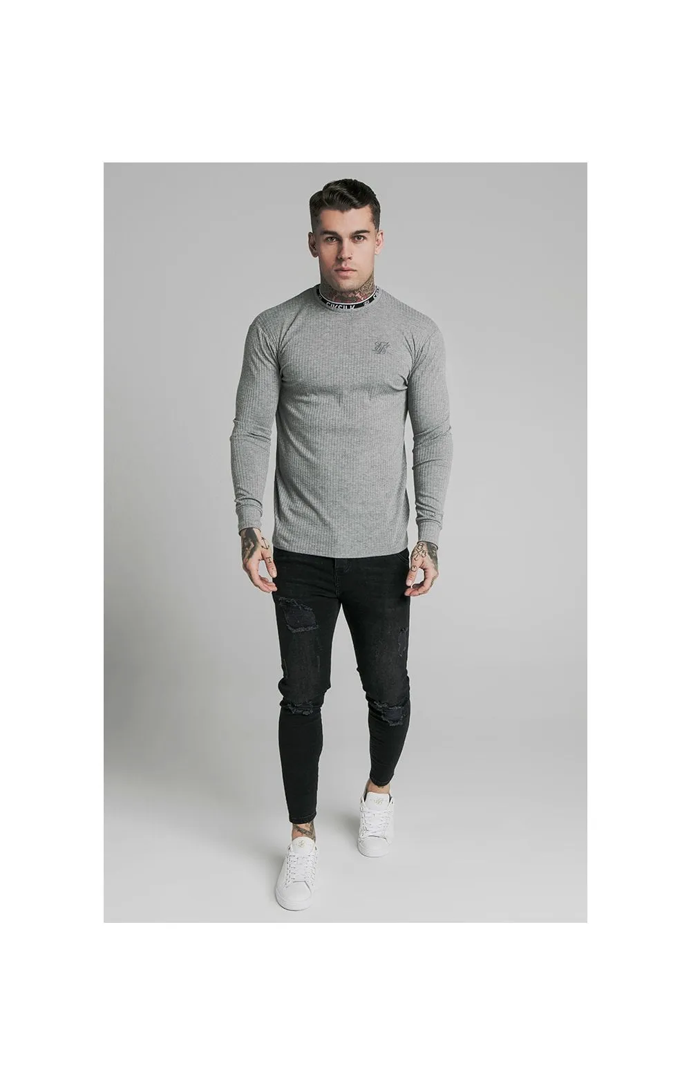 SikSilk L/S Rib Knit Tee - Grey sold by Siksilk product image thumbnail 2