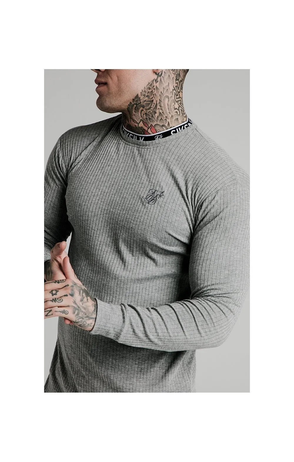 SikSilk L/S Rib Knit Tee - Grey sold by Siksilk product image thumbnail 3