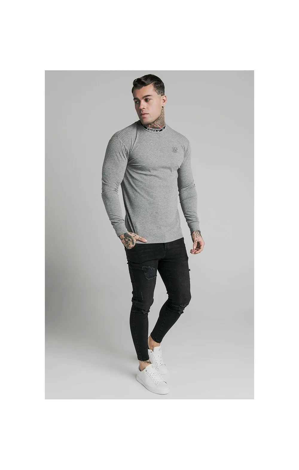 SikSilk L/S Rib Knit Tee - Grey sold by Siksilk product image thumbnail 4