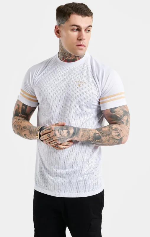 White Mesh Sport T-Shirt sold by Siksilk