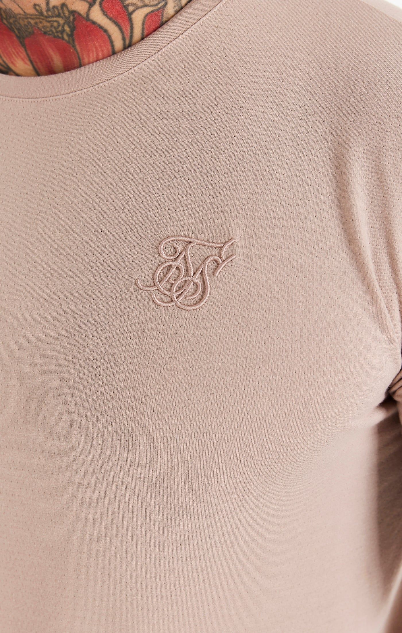 Washed Pink Textured Muscle Fit T-Shirt sold by Siksilk product image thumbnail 2