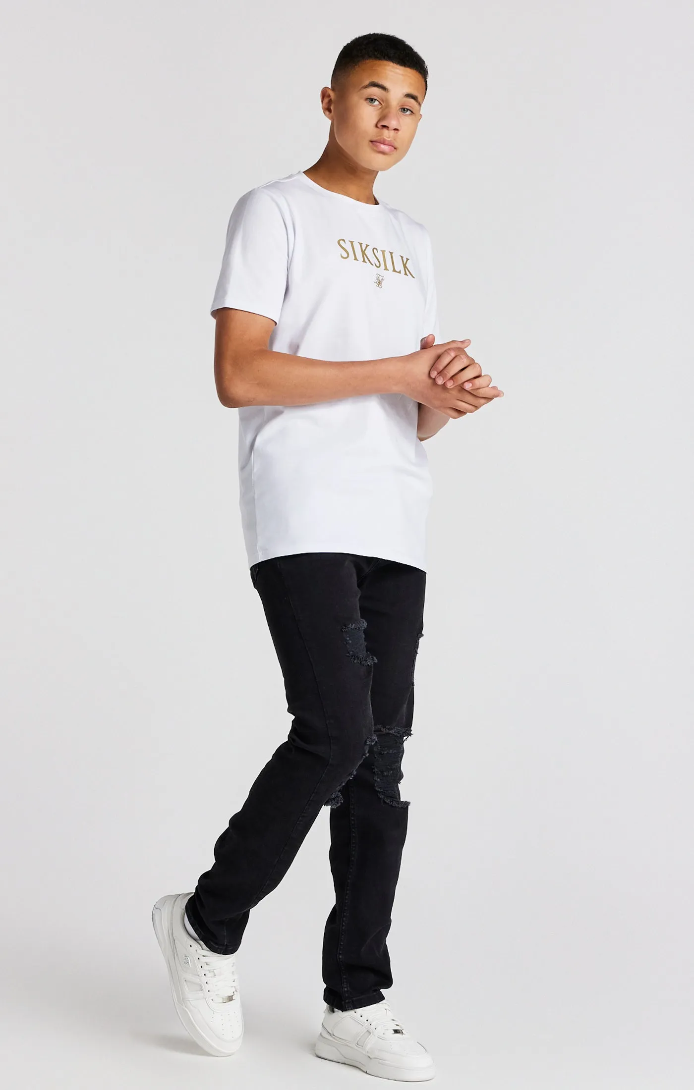 Boys White Branded T-Shirt sold by Siksilk product image thumbnail 3