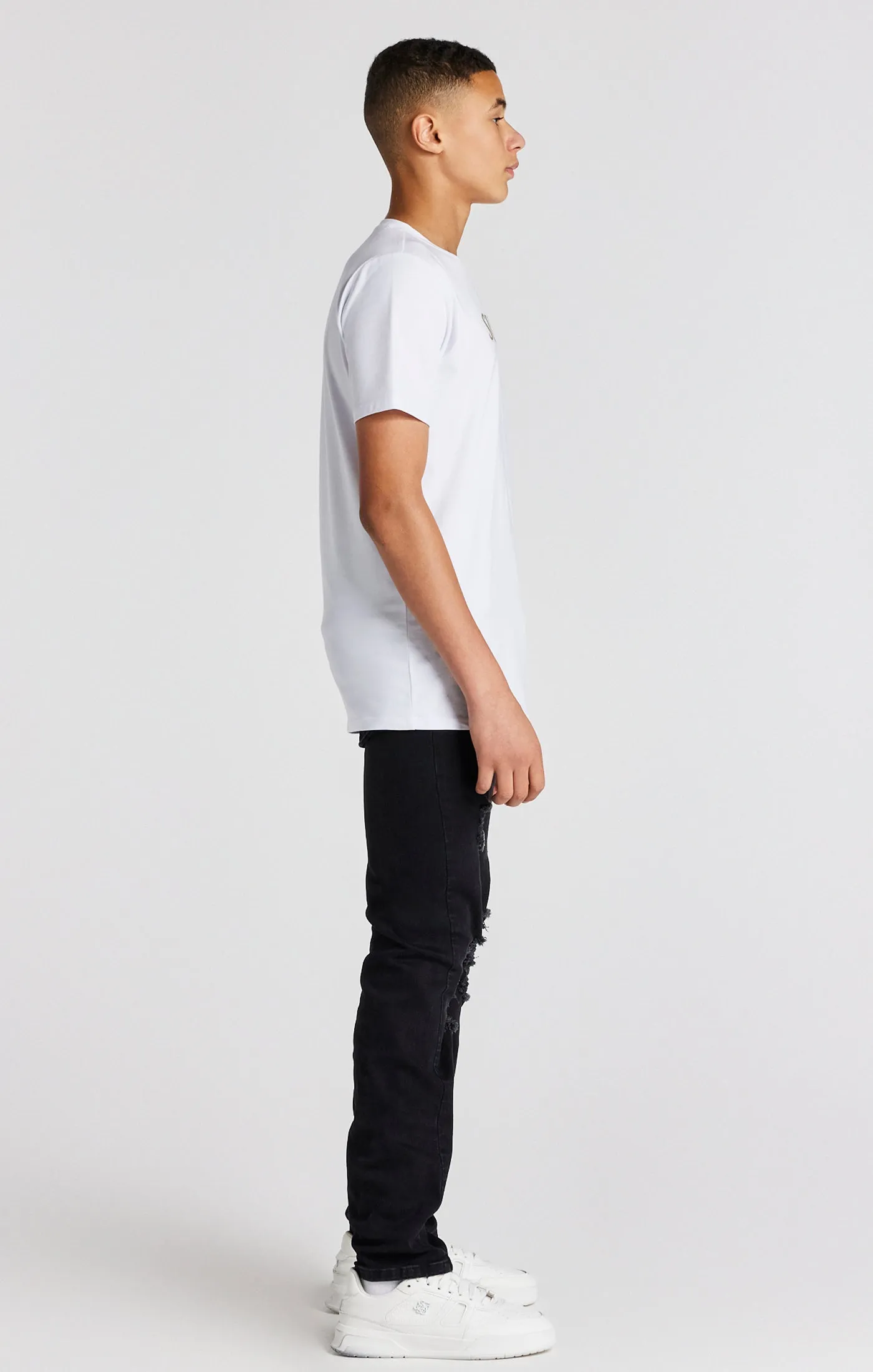 Boys White Branded T-Shirt sold by Siksilk product image thumbnail 4