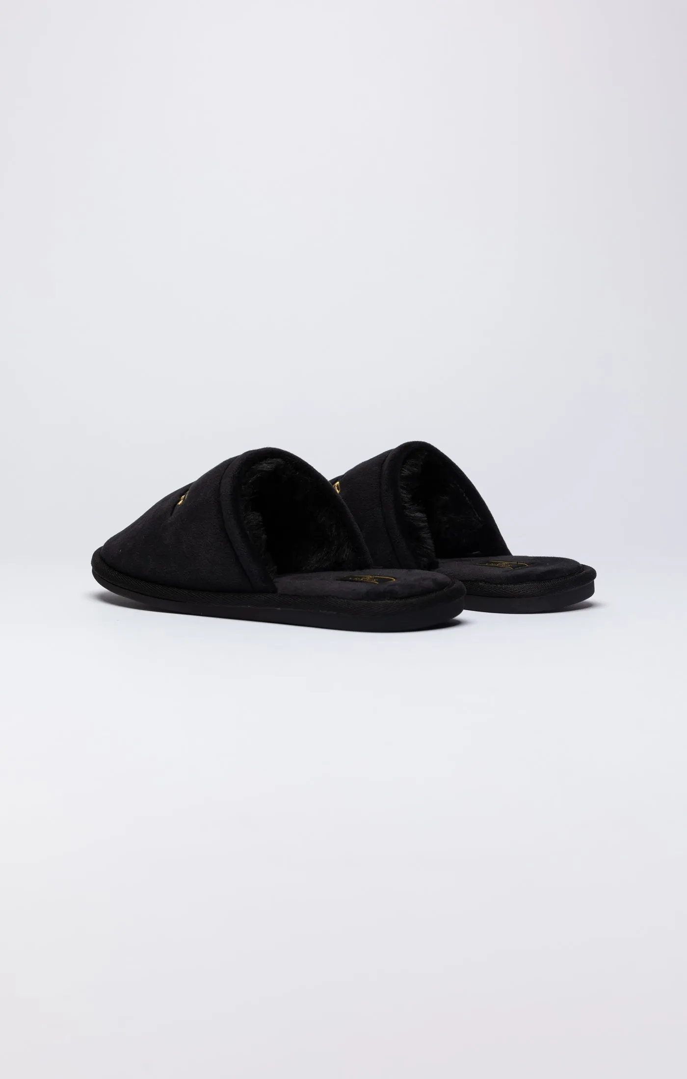 Black Slipper With Embroidered Logo sold by Siksilk product image thumbnail 4