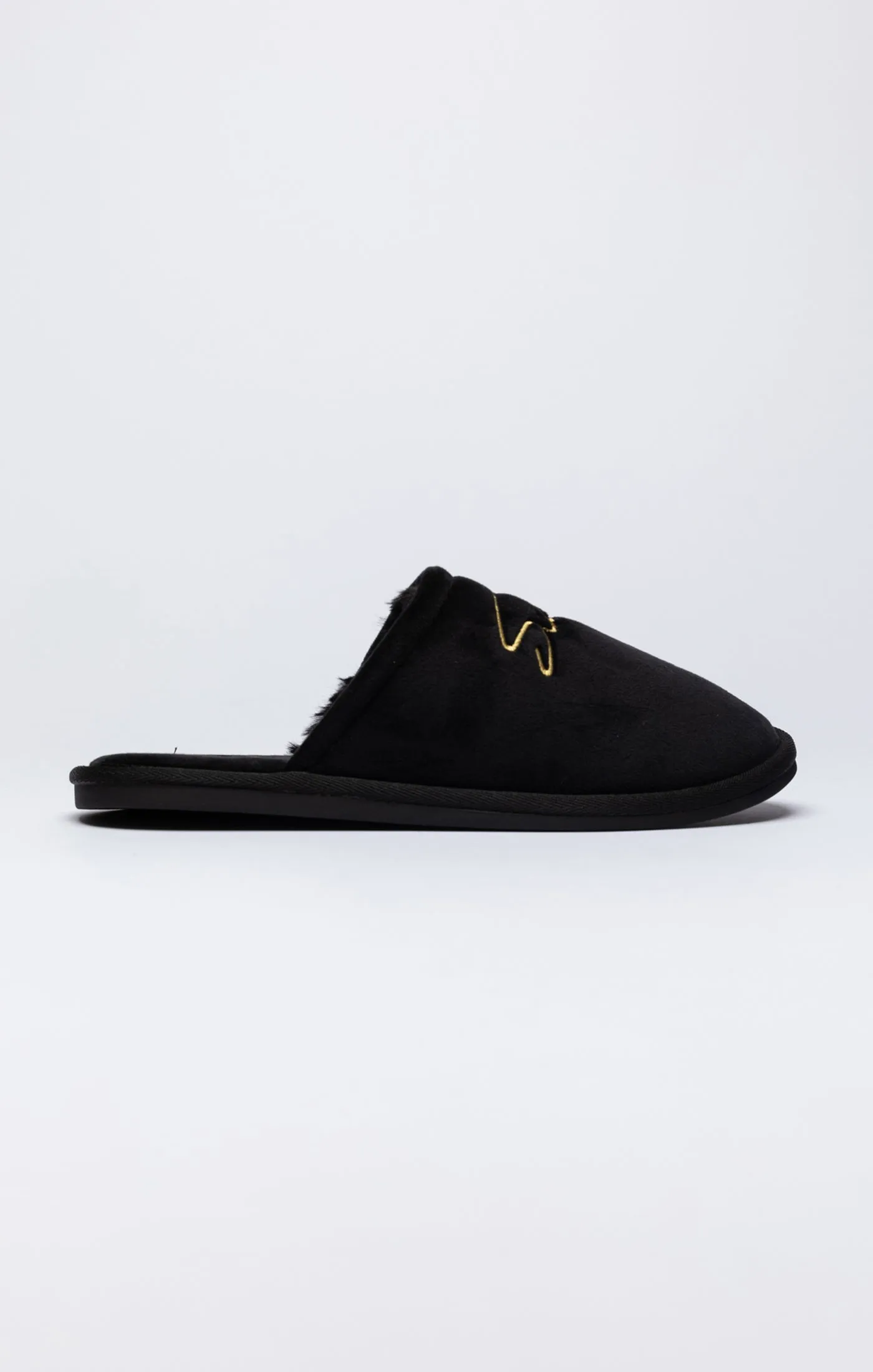 Black Slipper With Embroidered Logo sold by Siksilk