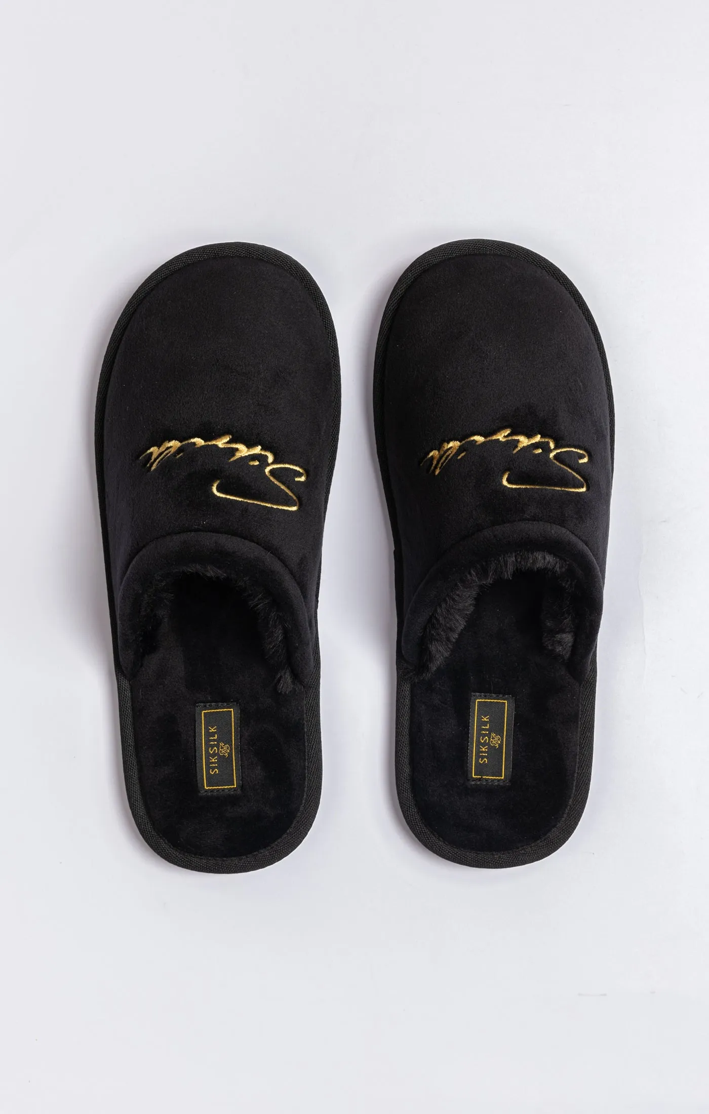 Black Slipper With Embroidered Logo sold by Siksilk product image thumbnail 5