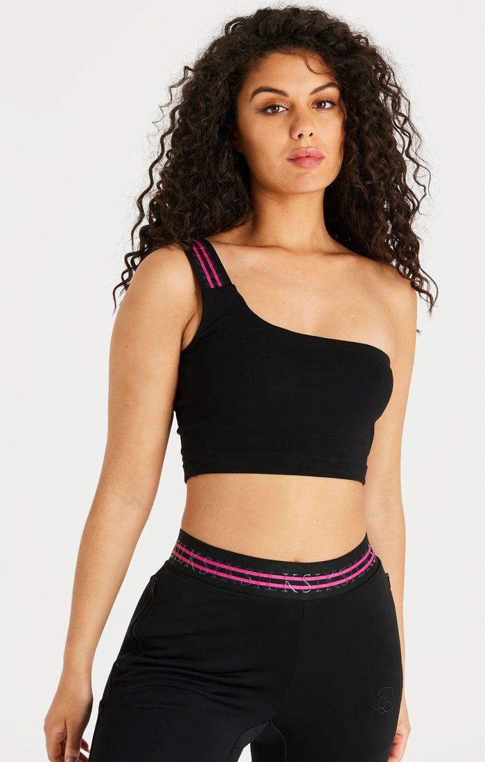 Black Tape One Shoulder Crop Bralette sold by Siksilk product image thumbnail 2