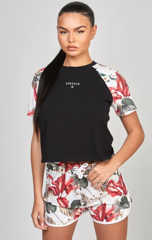 Black Retro Tropics Crop T-Shirt made by Siksilk